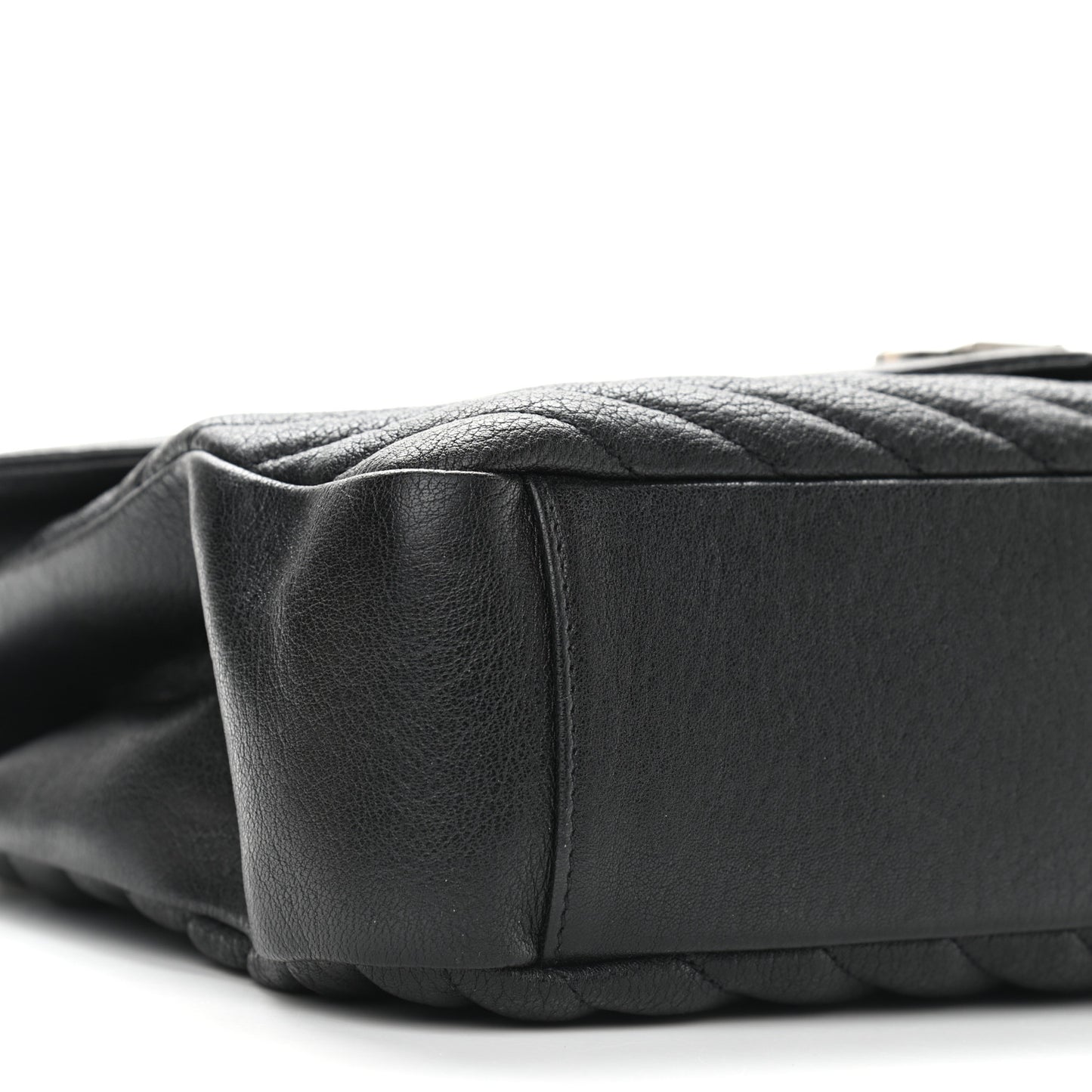 Sheepskin Matelasse Chevron Monogram Large College Satchel Black