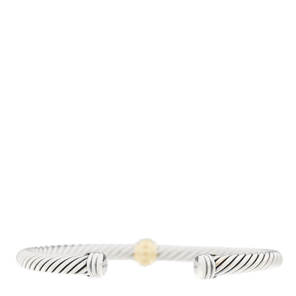 David Yurman Sterling Silver 14K Yellow Gold 5mm Cable Classics Single Station Bracelet 2 of 3