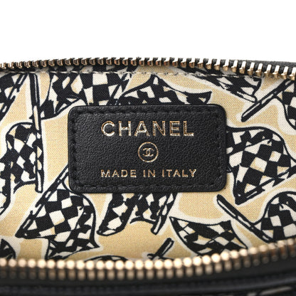 Chanel Caviar Metal Quilted Striated Zip Card Holder Wallet Black 6 of 7