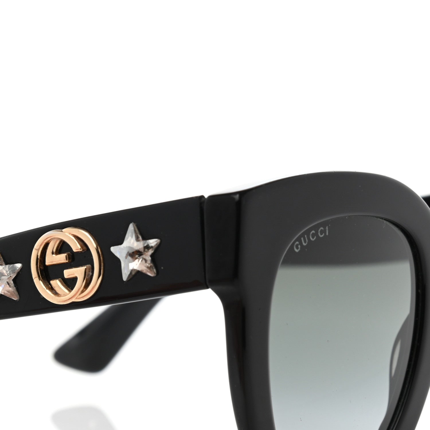 Gucci Round Frame Star Sunglasses GG0208S Black 7 of 8