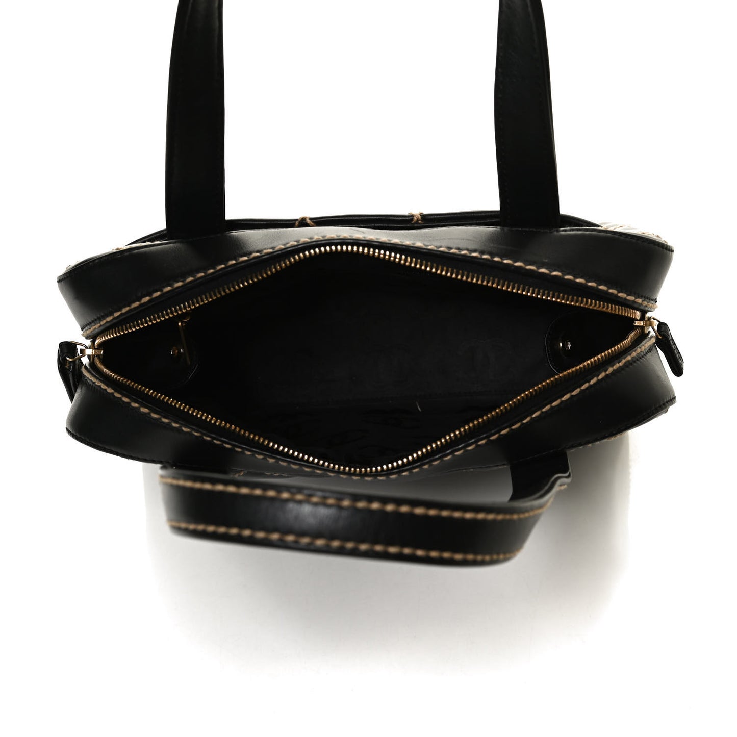 Calfskin Contrast Stitch Surpique Bowler Black