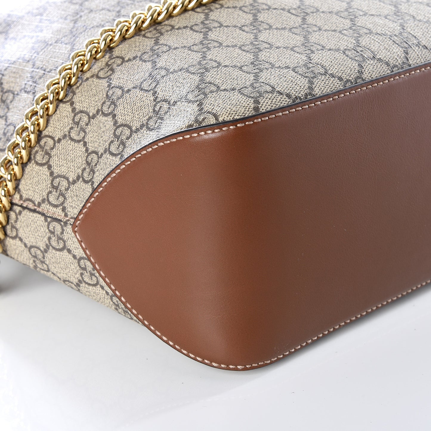 GG Supreme Monogram Large Linea A Hobo Light Brown