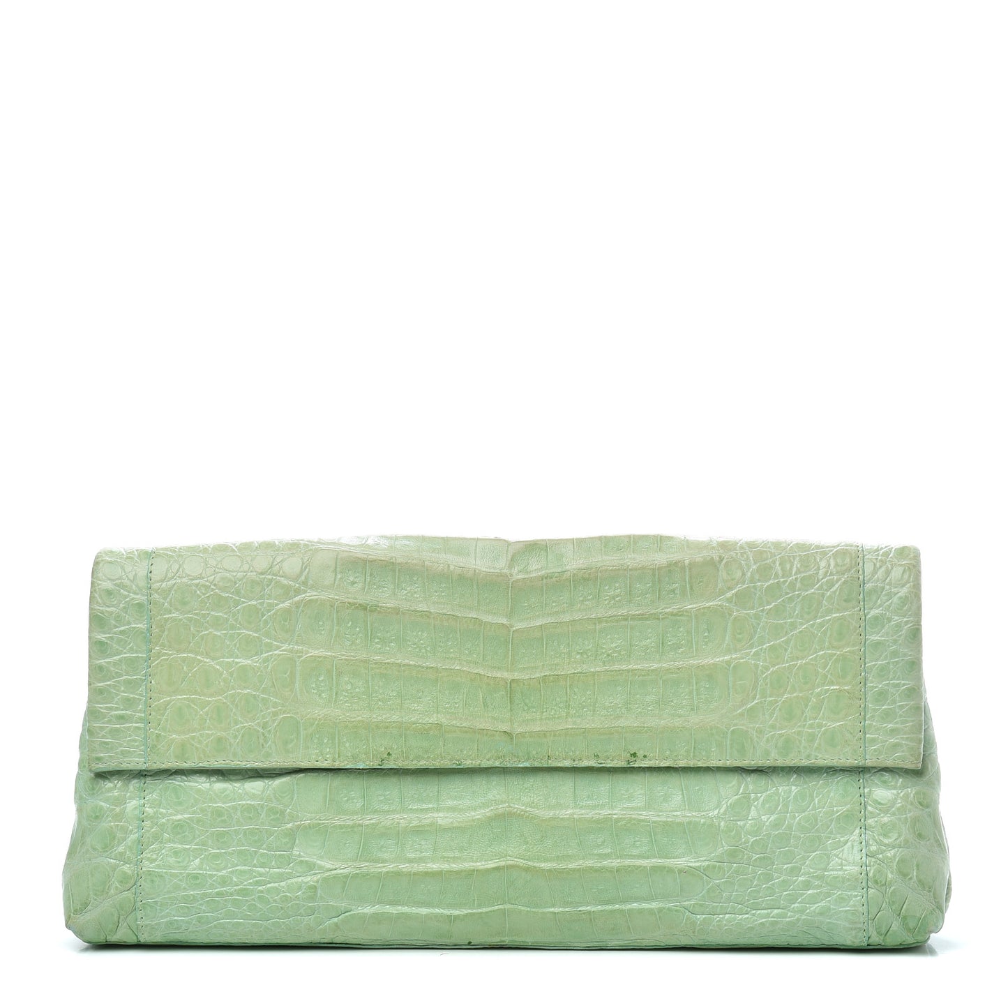 Crocodile Foldover Clutch Seafoam