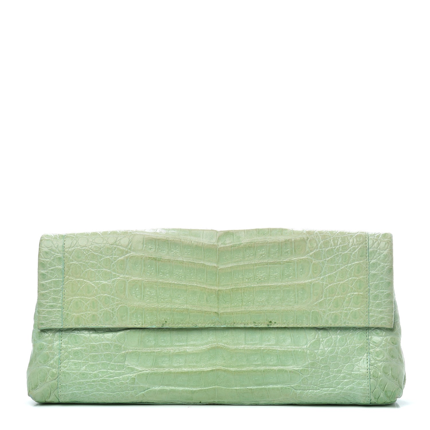 Nancy Gonzalez Crocodile Foldover Clutch Seafoam 1 of 9