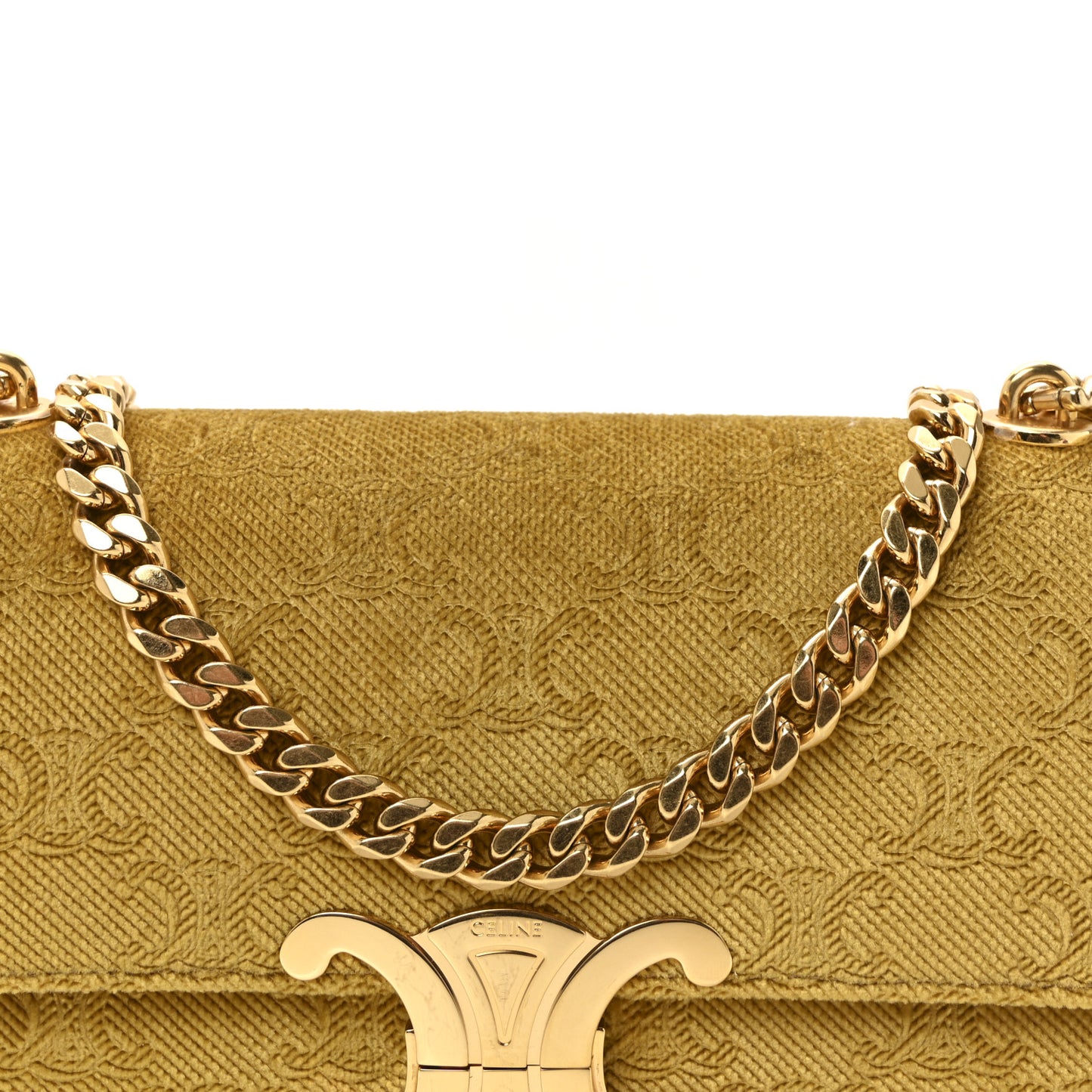 Velvet Triomphe Chain Shoulder Bag Gold