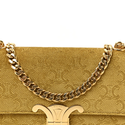 Celine Velvet Triomphe Chain Shoulder Bag Gold 8 of 10
