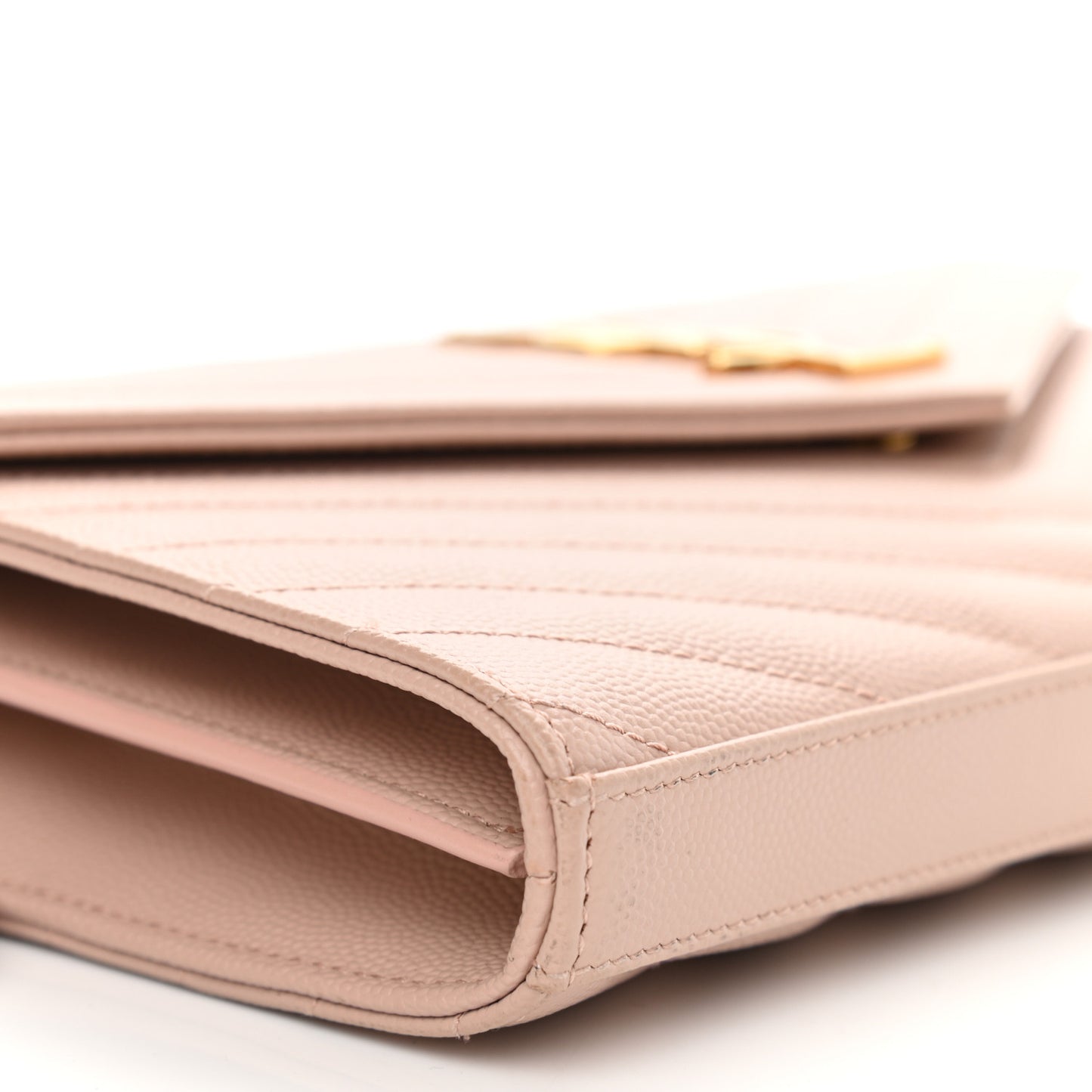 Grain De Poudre Matelasse Chevron Monogram Chain Wallet Pale Pink