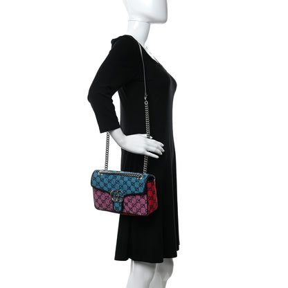 Gucci Monogram Multicolor Matelasse Diagonal Small GG Marmont Shoulder Bag Light Blue Pink Blue Green Red 2 of 10