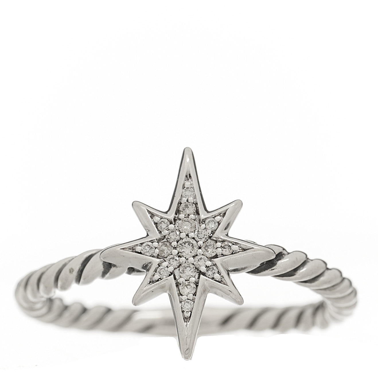 David Yurman Sterling Silver Diamond Cable Collectibles North Star Stack Ring 49 4.75 1 of 5