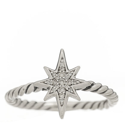 David Yurman Sterling Silver Diamond Cable Collectibles North Star Stack Ring 49 4.75 1 of 5
