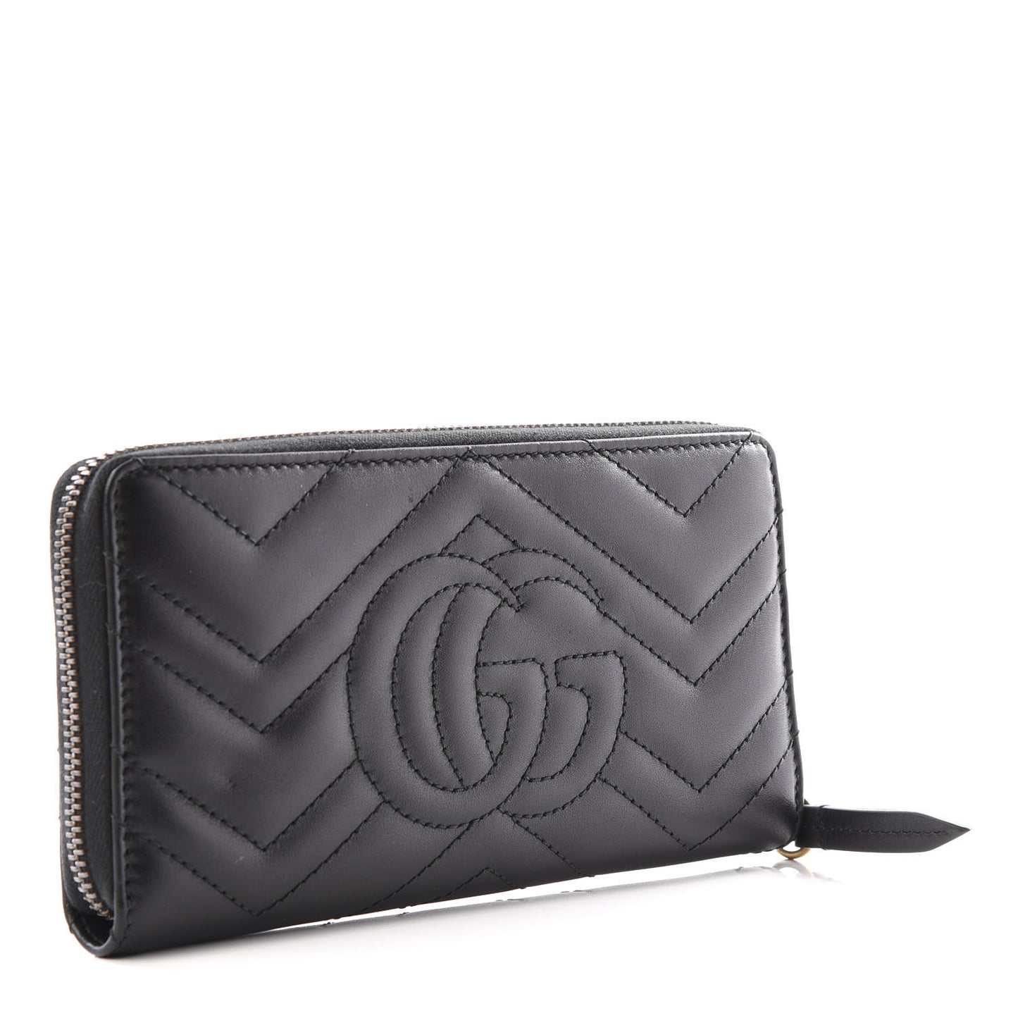 Calfskin Matelasse GG Marmont Zip Around Wallet Black
