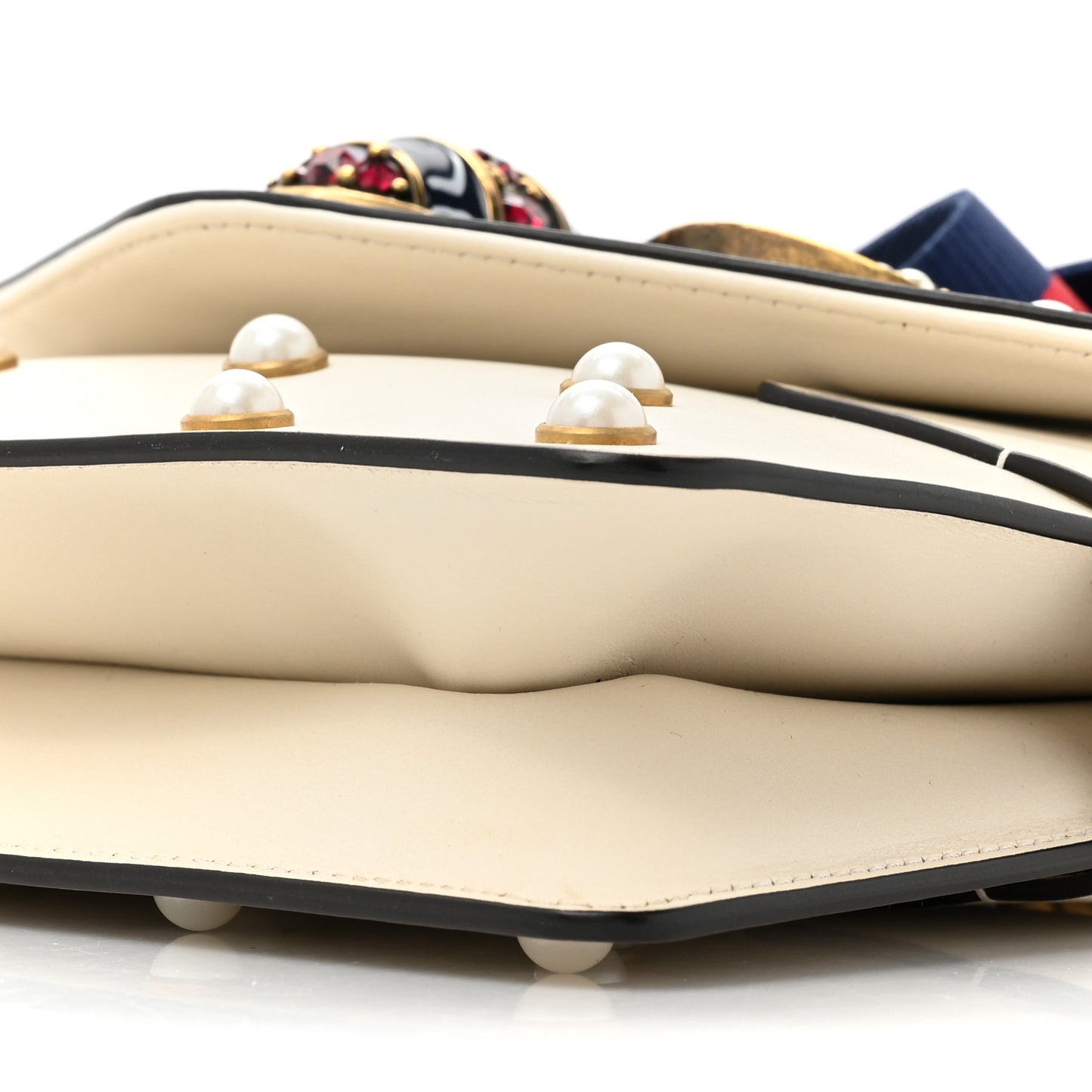 Nappa Pearl Studded Mini Queen Margaret Broadway Shoulder Bag Mystic White