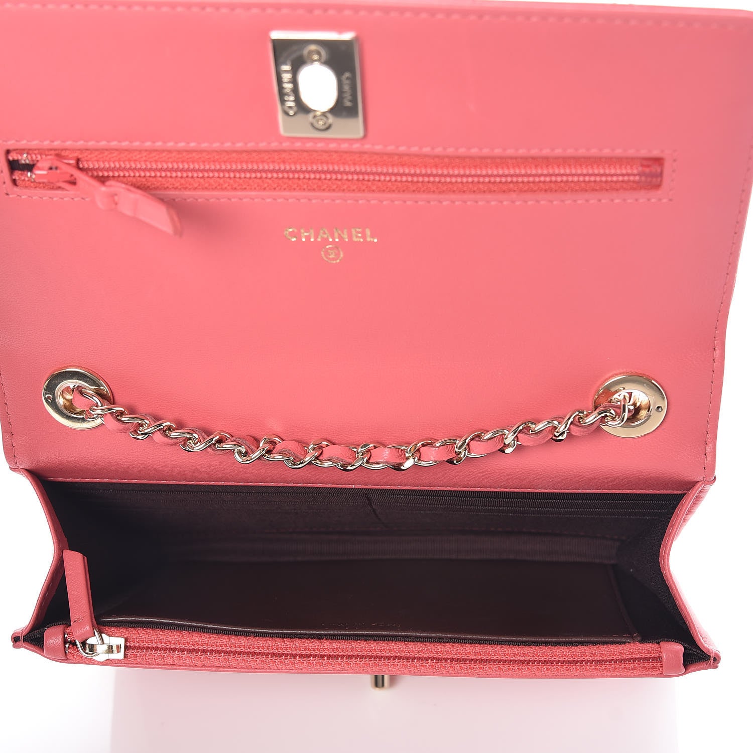 Chanel Lambskin Quilted Trendy CC Wallet On Chain WOC Bright Pink 8 of 11