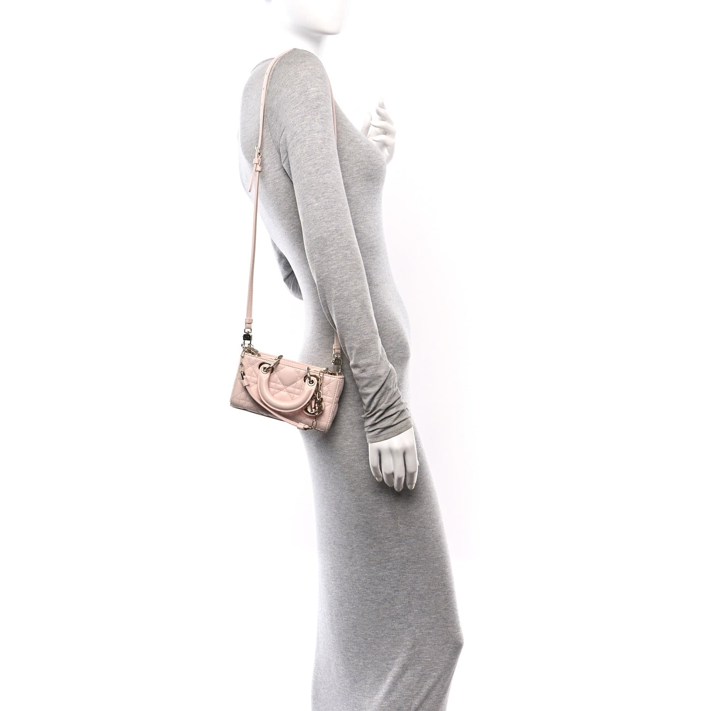 Lambskin Cannage Micro Lady D-Joy Rose Poudre