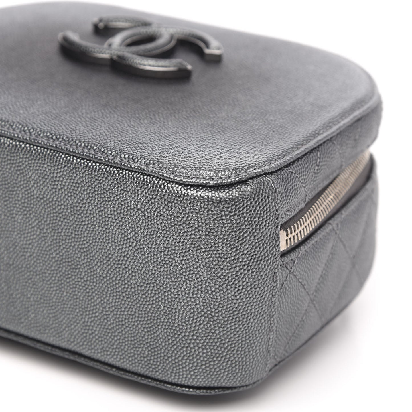 Metallic Caviar Small Coco Curve Vanity Bag Black Ruthenium