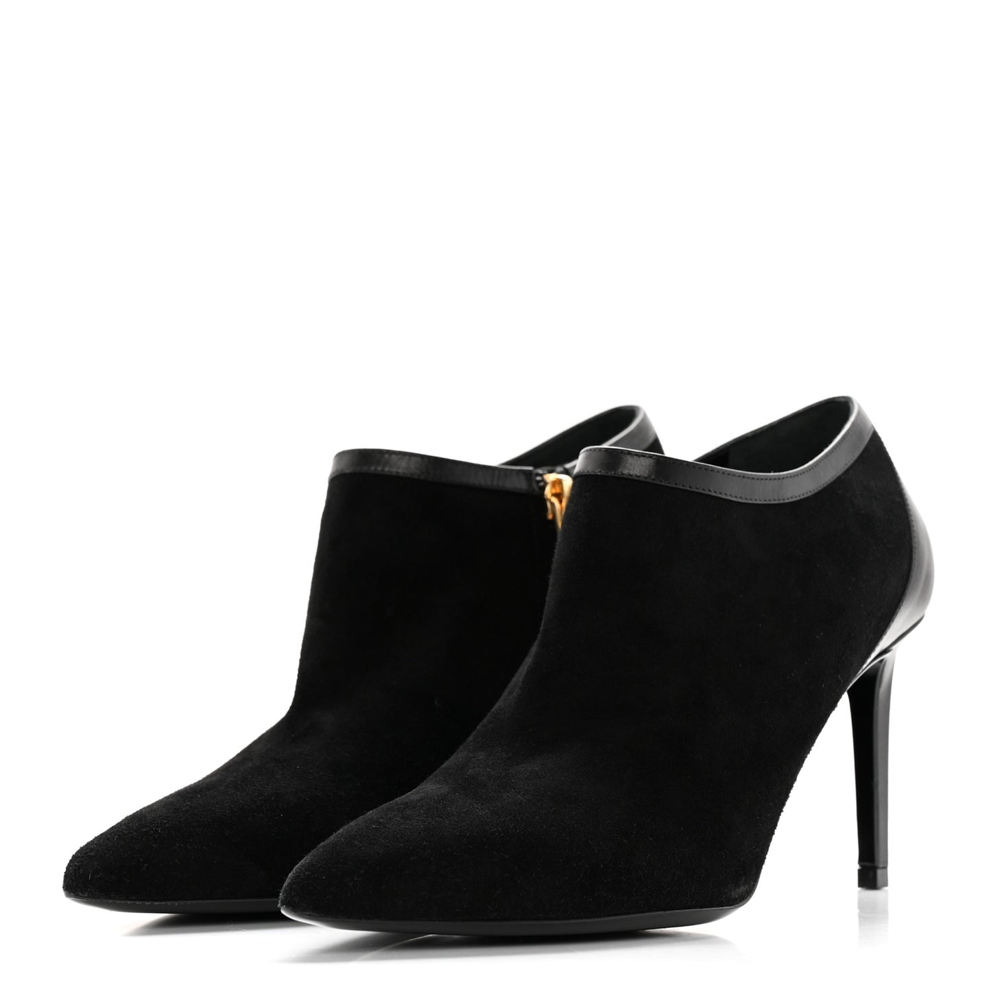 Suede Calfskin Embellished Ankle Boots 39 Black