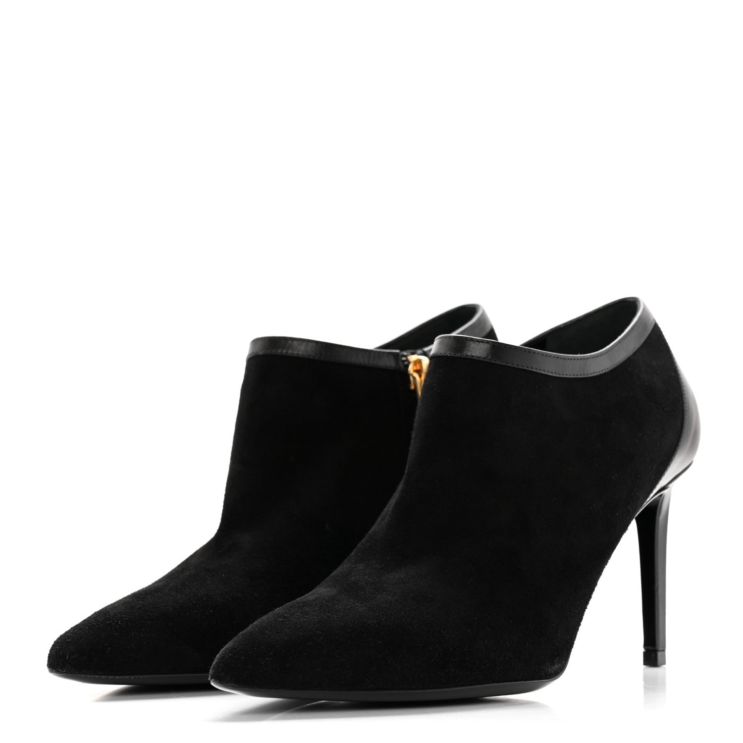 Saint Laurent Suede Calfskin Embellished Ankle Boots 39 Black 3 of 13