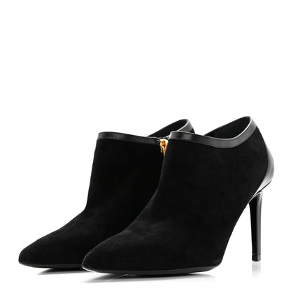 Saint Laurent Suede Calfskin Embellished Ankle Boots 39 Black 3 of 13