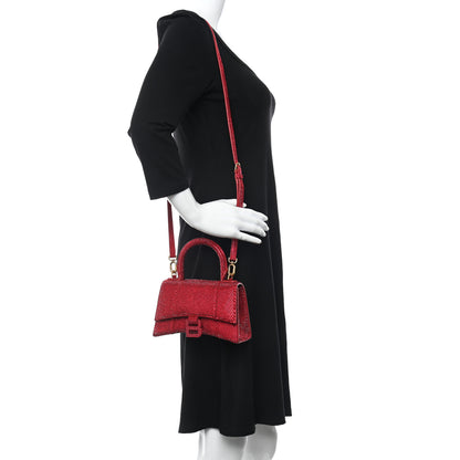 Balenciaga Strass Suede Hourglass Top Handle Bag XS Ruby 3 of 13