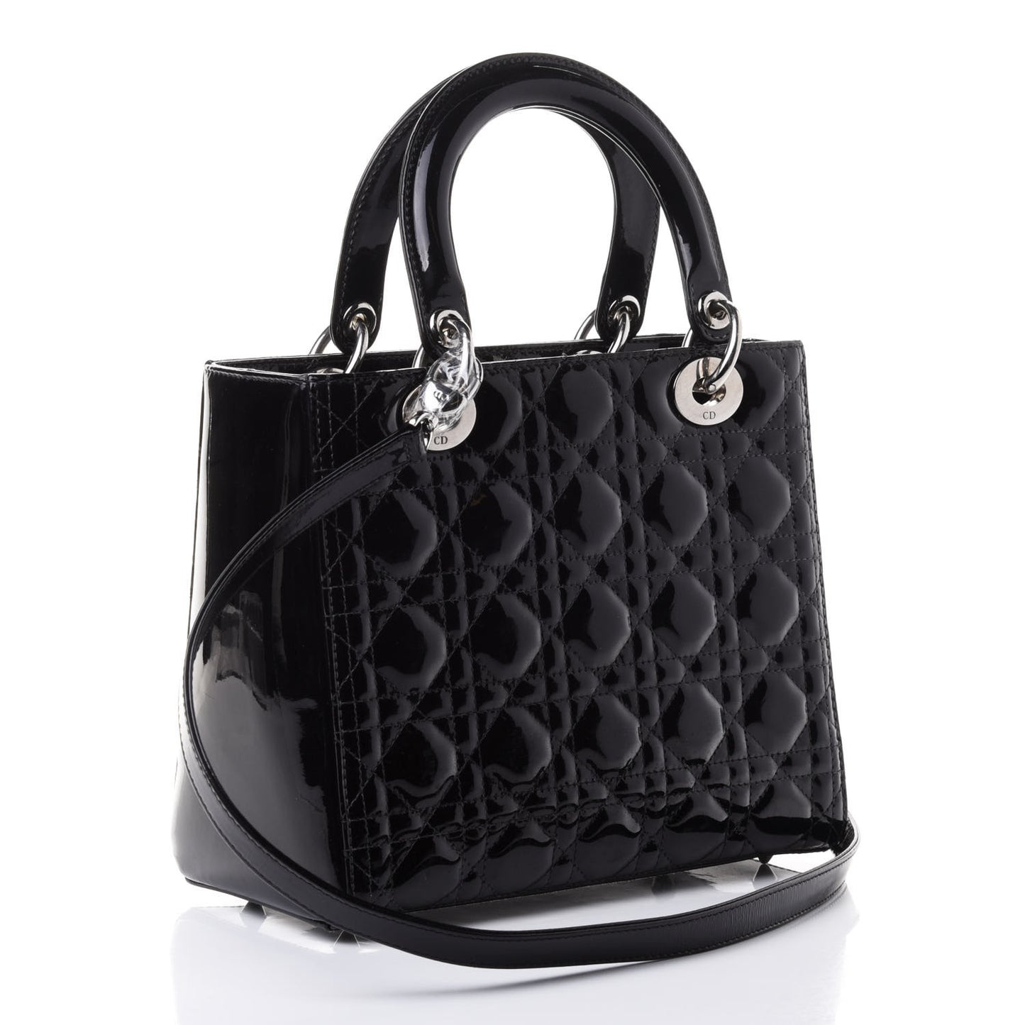 Patent Cannage Medium Lady Dior Black