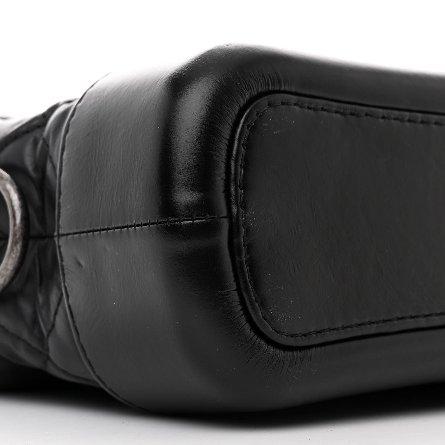 Aged Calfskin Quilted Small Gabrielle Hobo Black