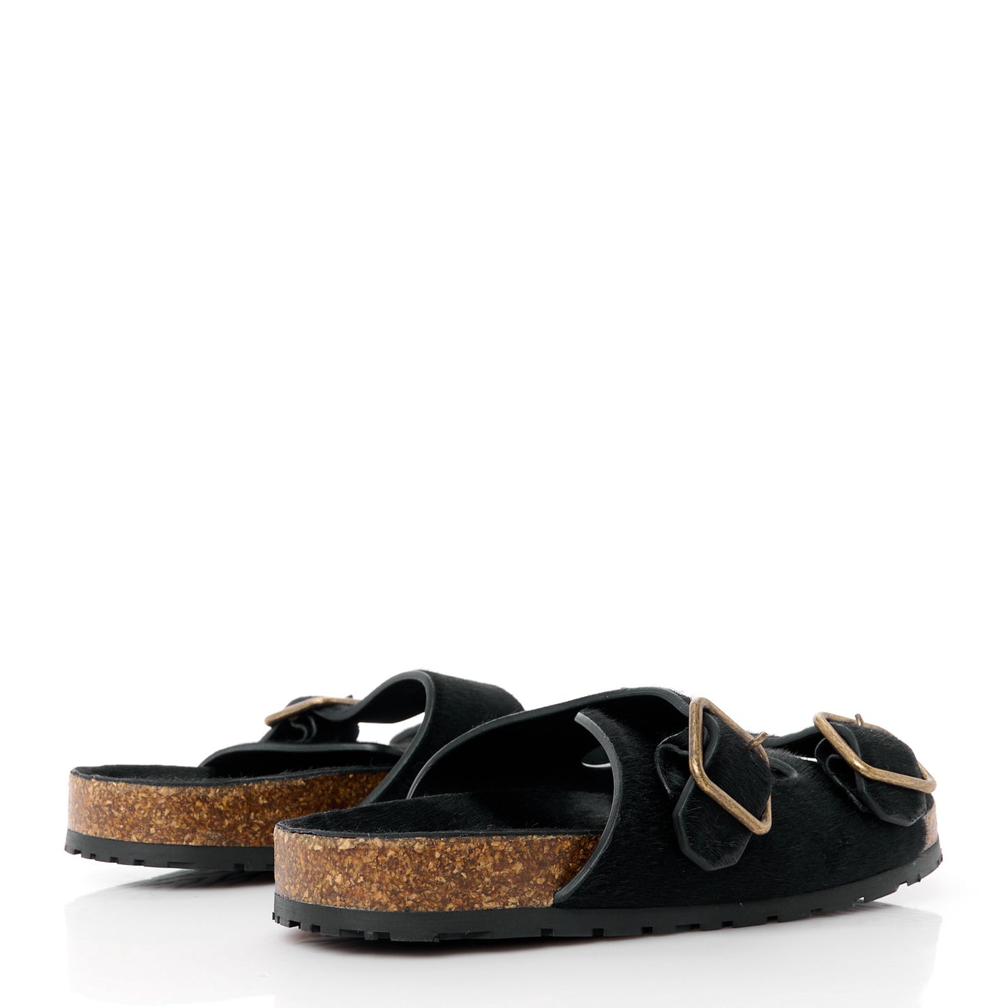 Calf Hair Jimmy Cross Slides 37 Black