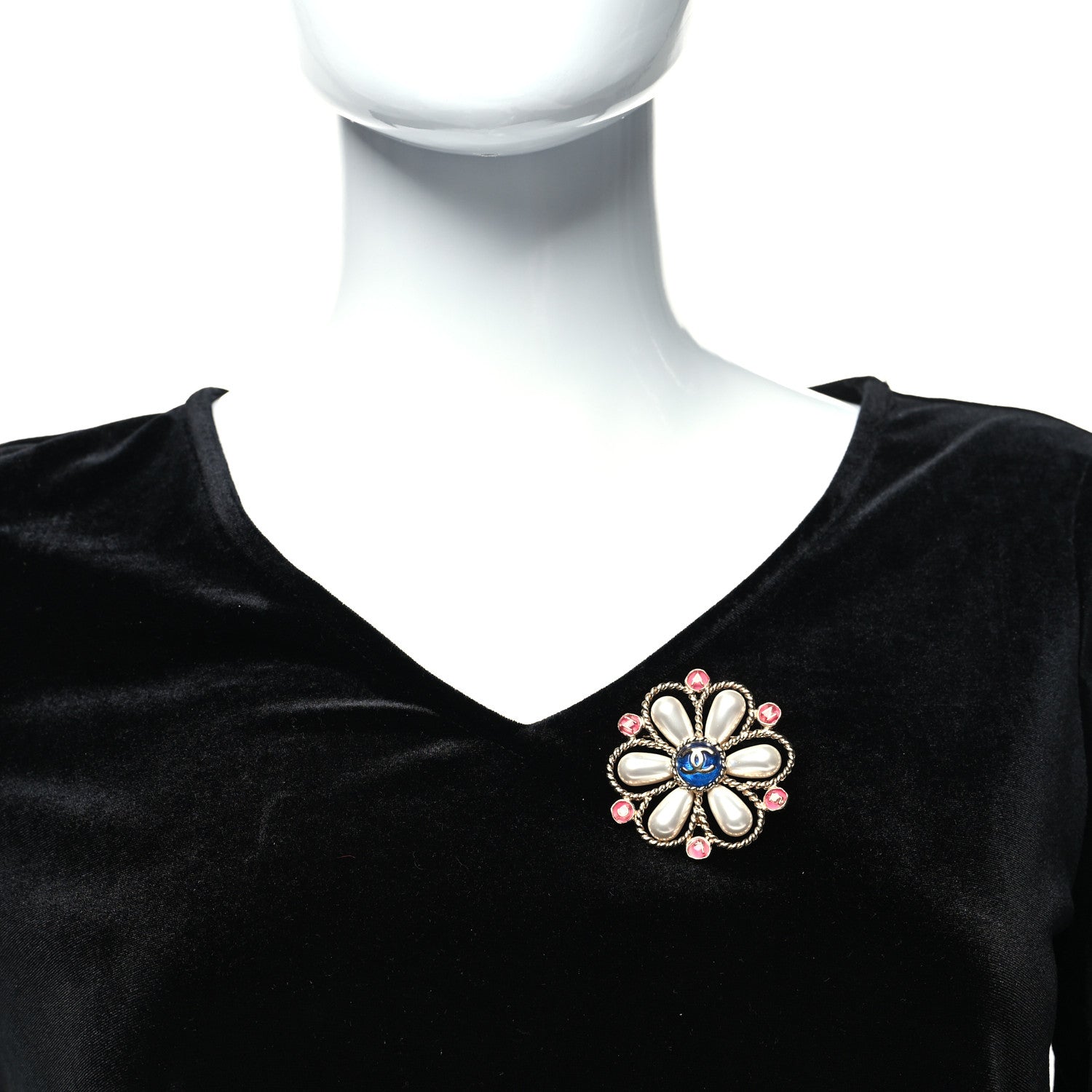 Chanel Crystal CC Gripoix Pearl Brooch Gold Multicolor 2 of 4