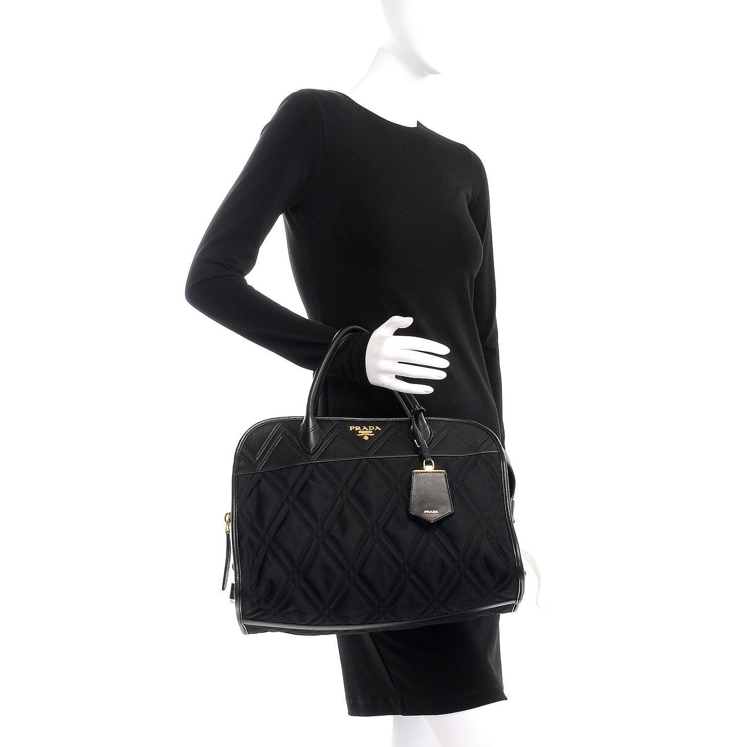 Prada Tessuto Nylon Quilted Impunturato Bauletto Nero Black 3 of 9