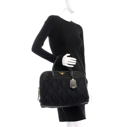 Prada Tessuto Nylon Quilted Impunturato Bauletto Nero Black 3 of 9