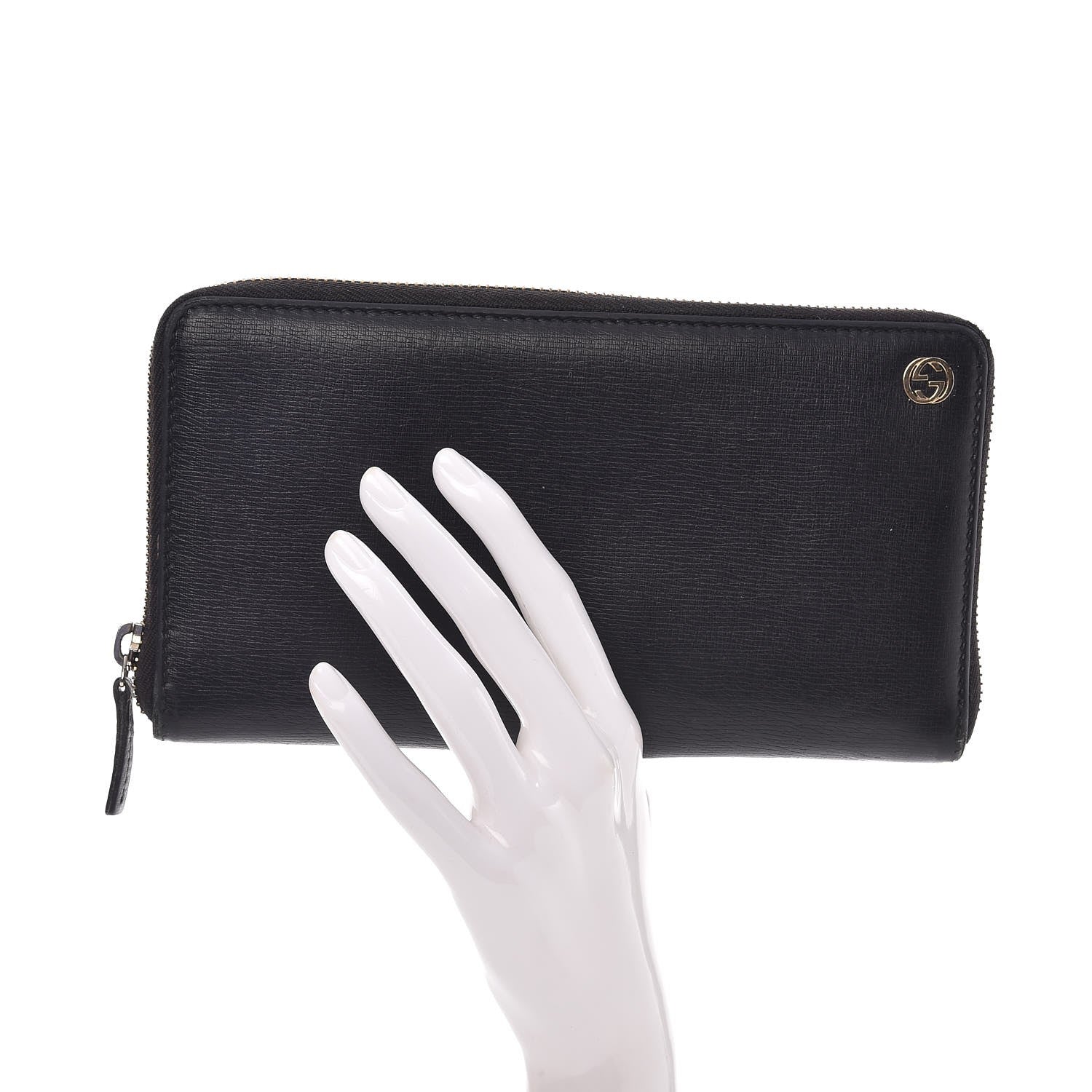 Gucci Calfskin GG Zip Around Wallet Black 2 of 9