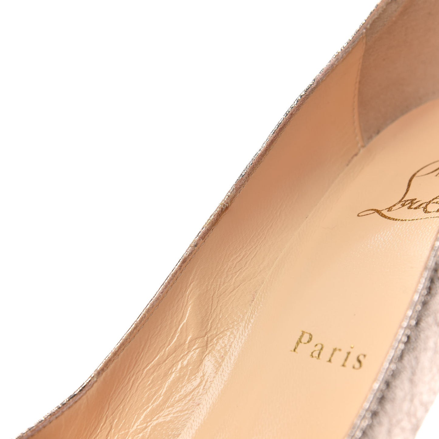 Metallic Crinkled Nappa Platform Peep Toe Pumps 39.5 Rose Gold