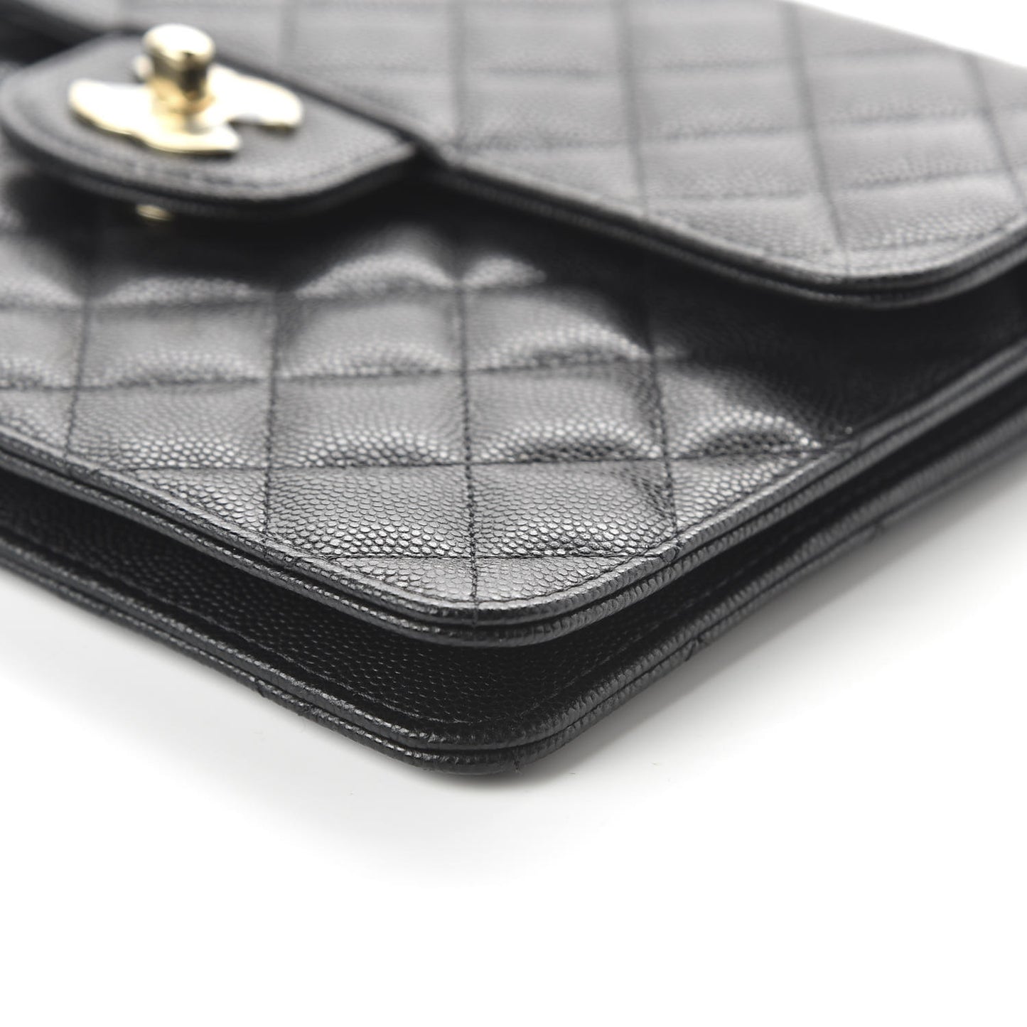 Caviar Quilted Square Flap Clutch Black