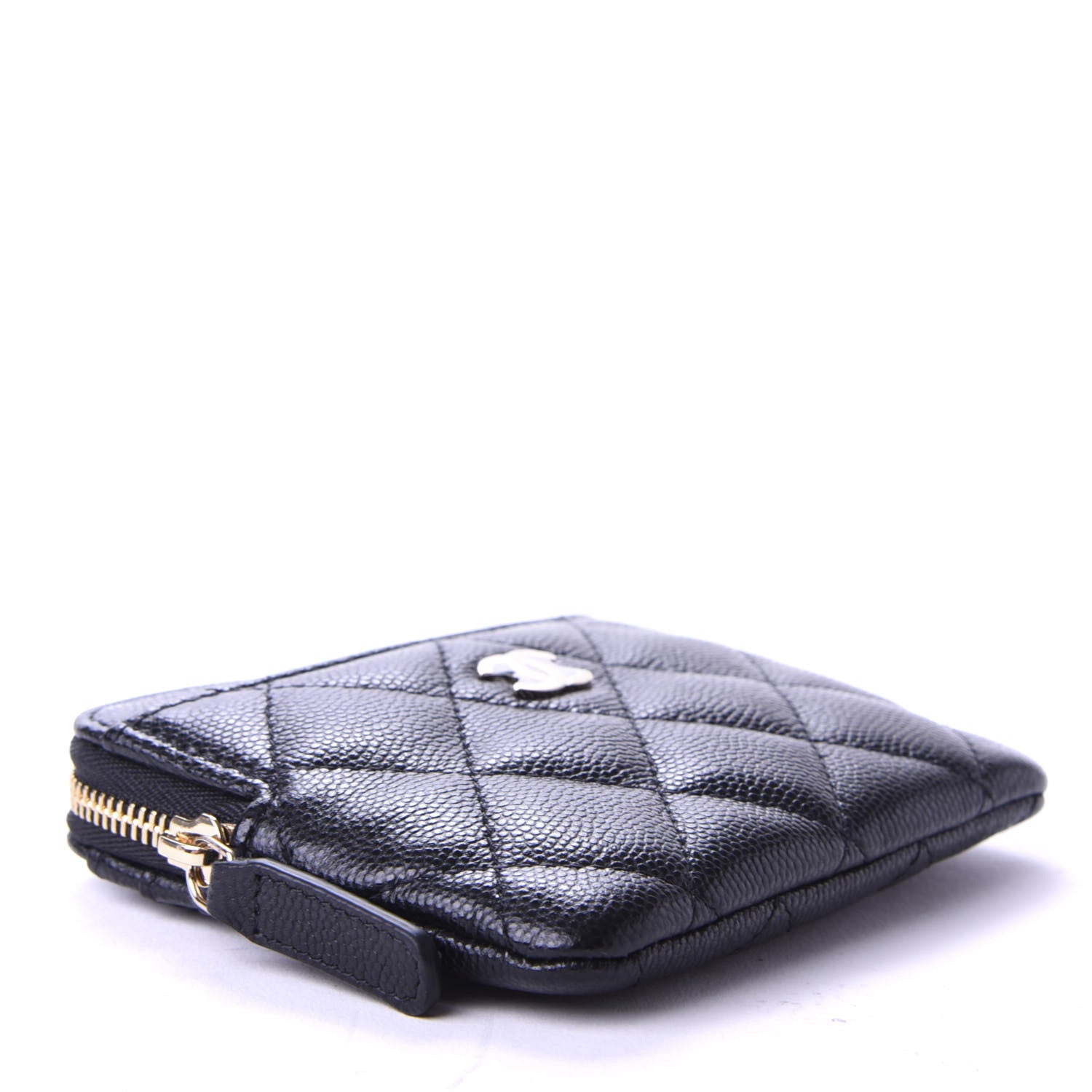 Chanel Caviar Quilted Zip Card Holder Wallet Black 4 of 8