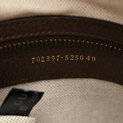 Gucci X ADIDAS Crystal Vintage Monogram Textured Dollar Calfskin Web Trefoil Logo Mini Bowling Bag Mid Natural Nut Off White New Acero 7 of 10