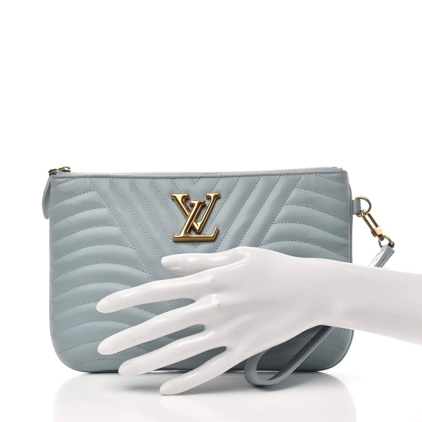 Calfskin New Wave Zipped Pochette Porcelain Blue