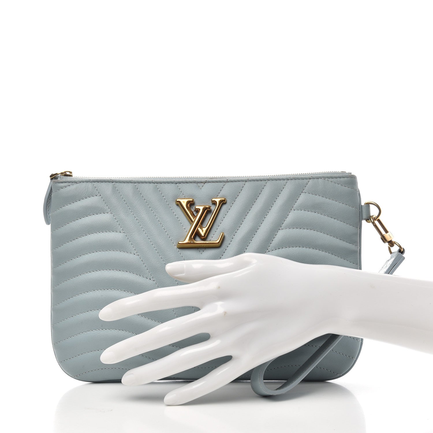 Louis Vuitton Calfskin New Wave Zipped Pochette Porcelain Blue 2 of 6
