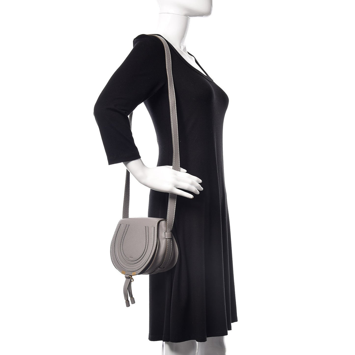 Calfskin Mini Marcie Round Crossbody Bag Cashmere Grey