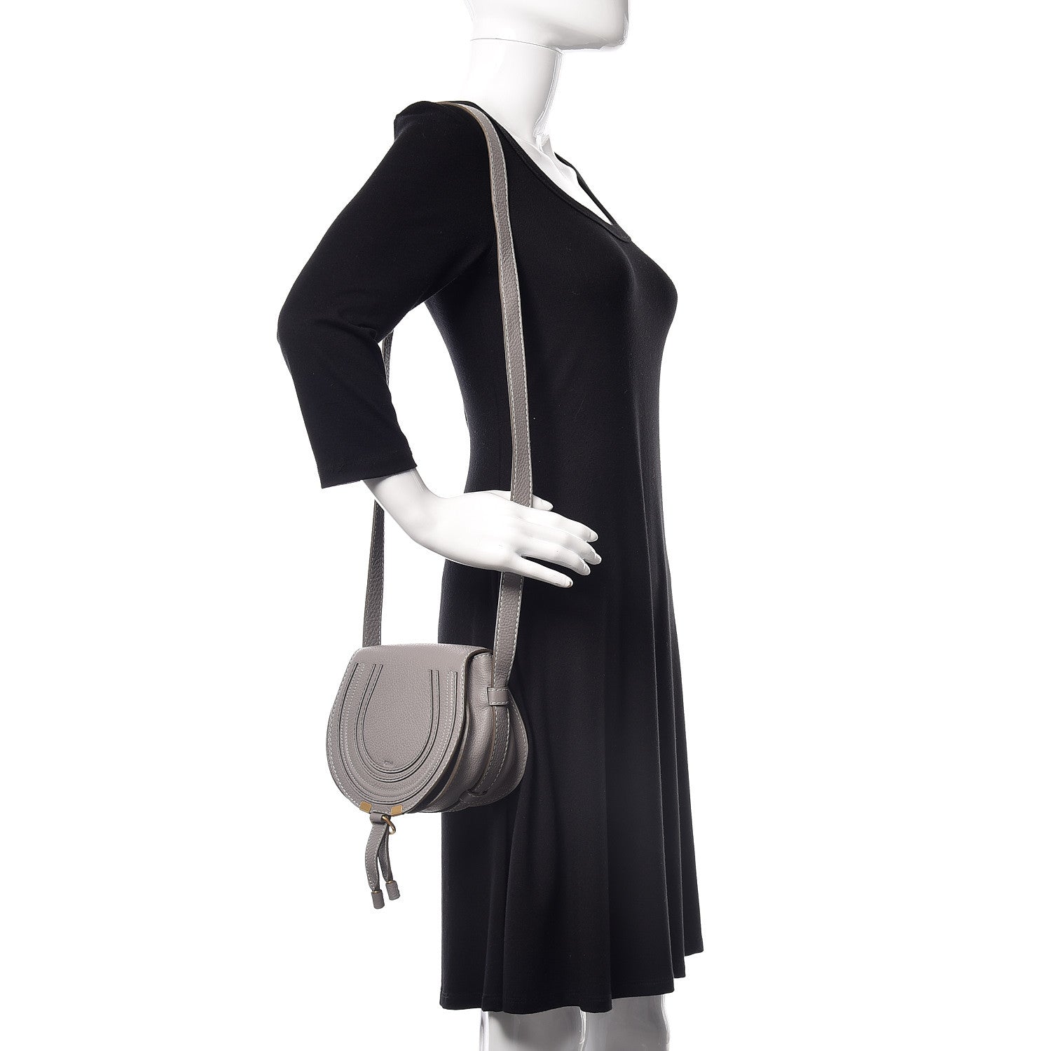 Chloe Calfskin Mini Marcie Round Crossbody Bag Cashmere Grey 2 of 10