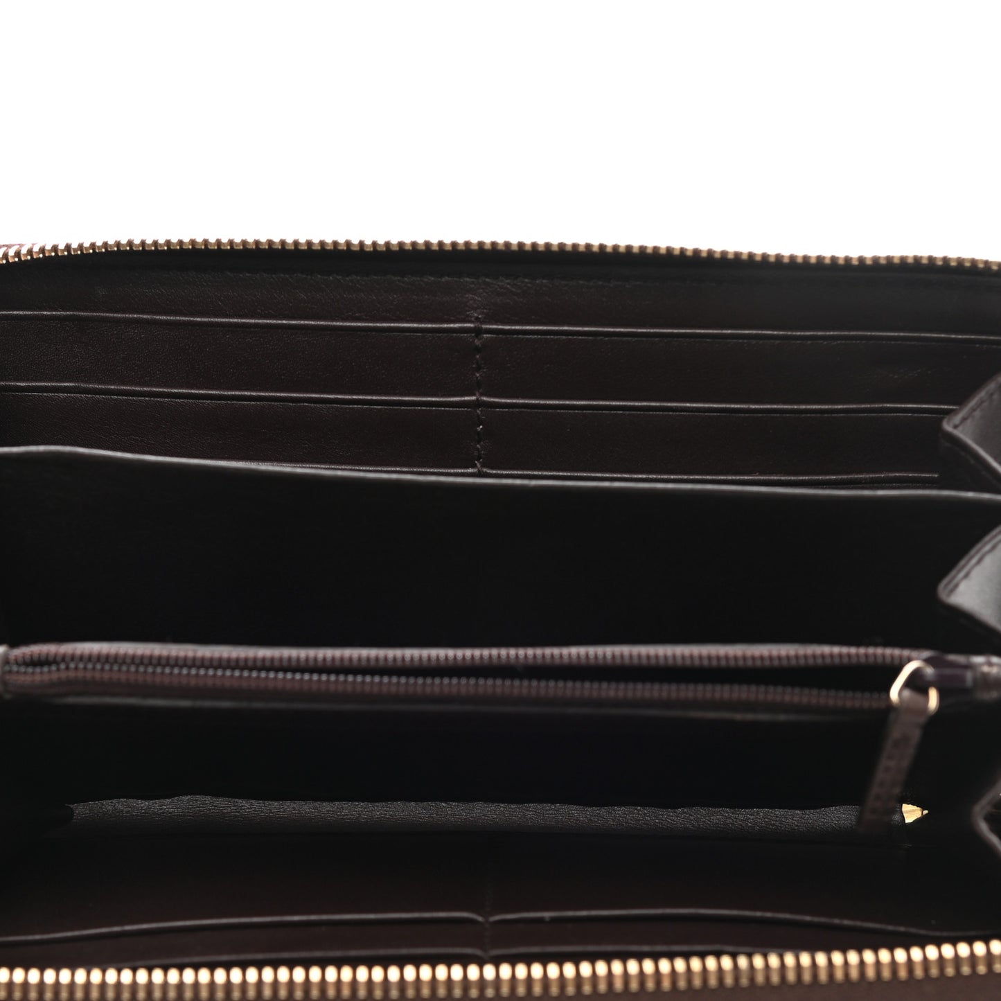 Guccissima Margaux Calfskin Metal Bar Zip Around Wallet Chocolate