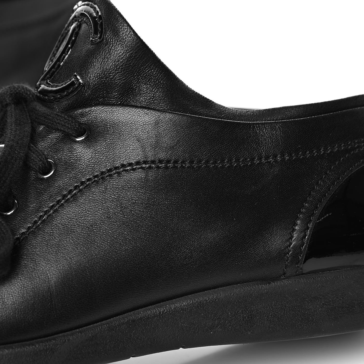 Lambskin Patent Cap Toe CC Sneakers 38 Black