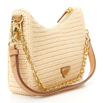 Prada Yarn Raffia Effect Crochet Mini Re-Edition 2000 Shoulder Bag Naturale 4 of 11