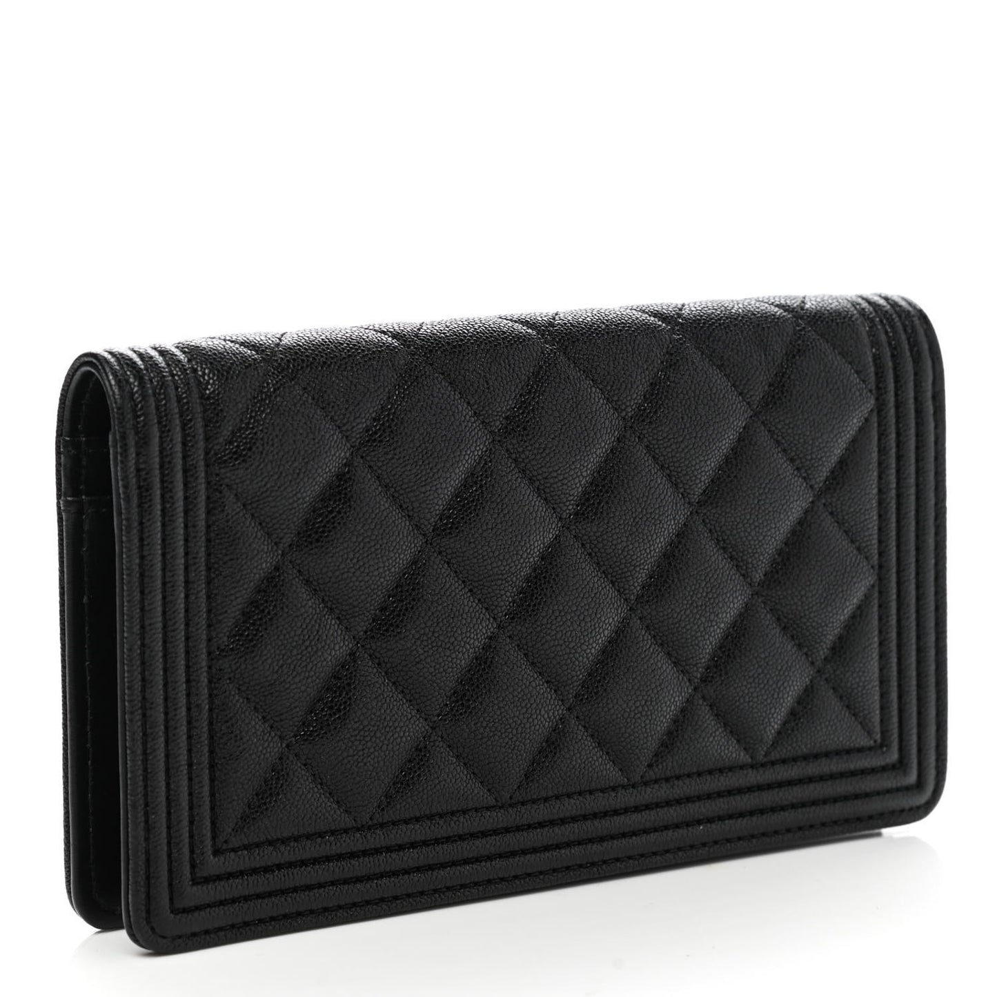 Caviar Quilted Boy Yen Wallet Black