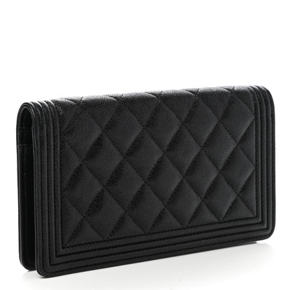 Chanel Caviar Quilted Boy Yen Wallet Black 3 of 9