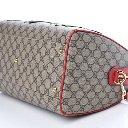 Gucci GG Supreme Monogram Kingsnake Heart Embroidered Medium Boston Hibiscus Red 6 of 10