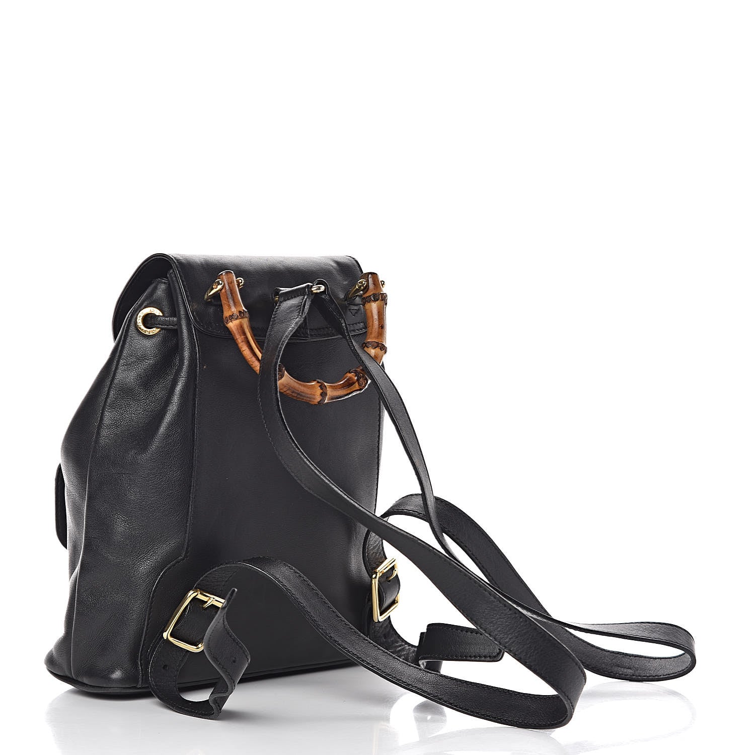 Gucci Calfskin Bamboo Backpack Black 3 of 14