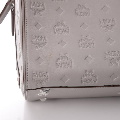 MCM Calfskin Ottomar Monogram Essential Boston Bag Dove 9 of 9
