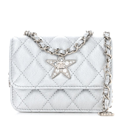 Chanel Metallic Lambskin Crystal Quilted Star Chain Belt Bag Silver 1 of 12