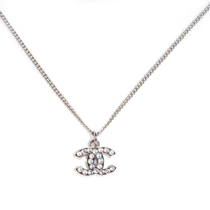 Chanel Swarovski Crystal CC Necklace Silver 1 of 4