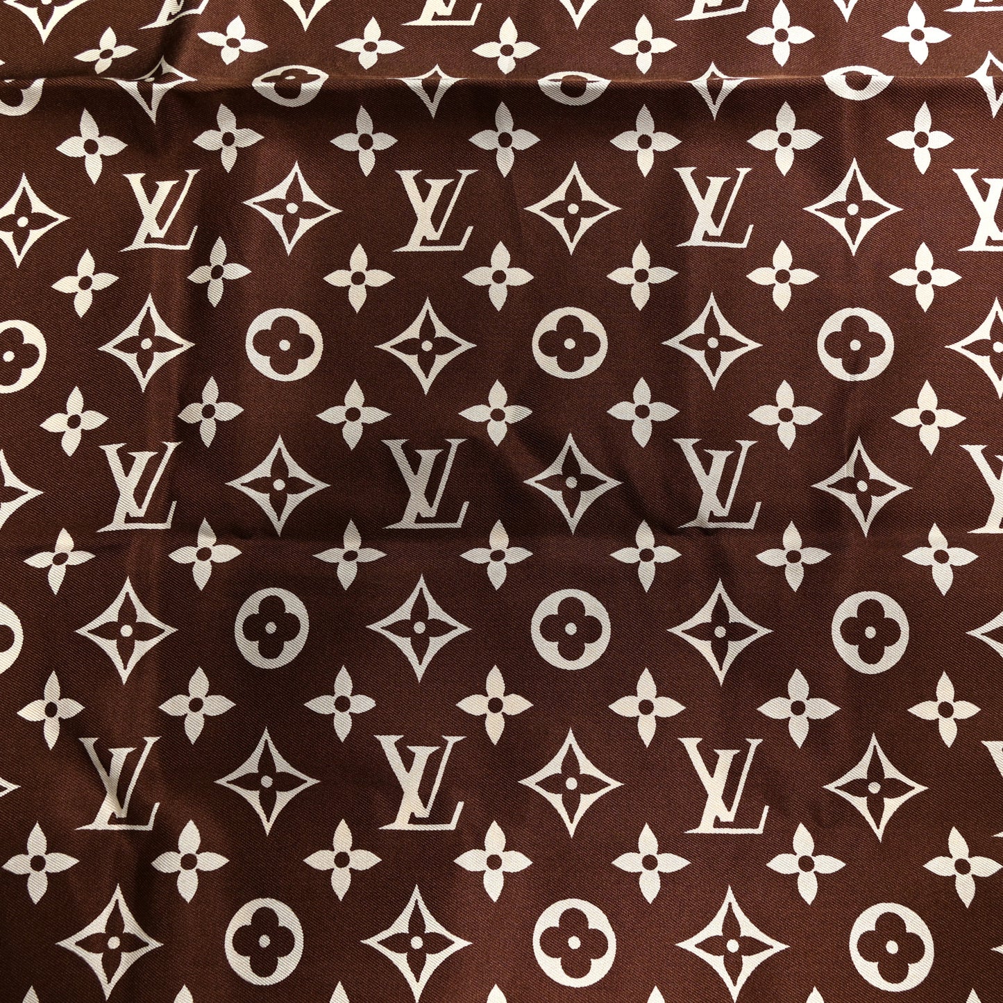 Silk Monogram Square Scarf Beige Brown