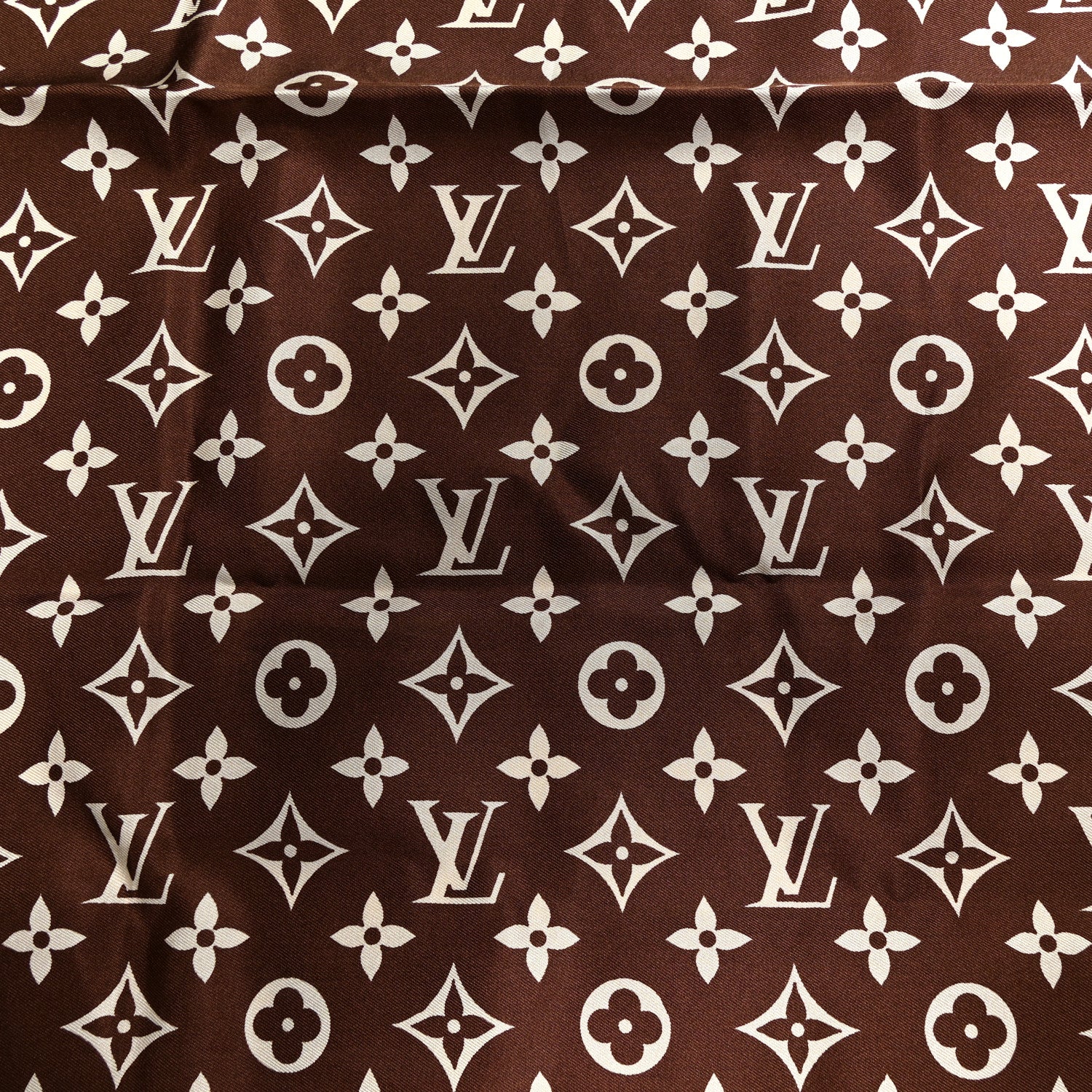 Louis Vuitton Silk Monogram Square Scarf Beige Brown 8 of 10